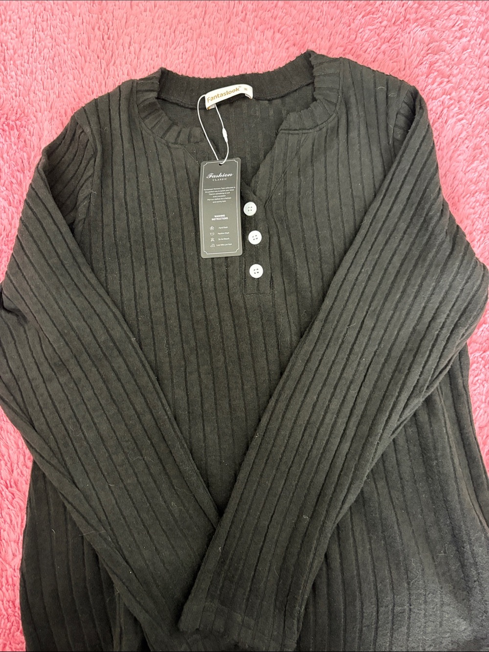 Black Ribbed Pajama Set - Picture 2 of 3
